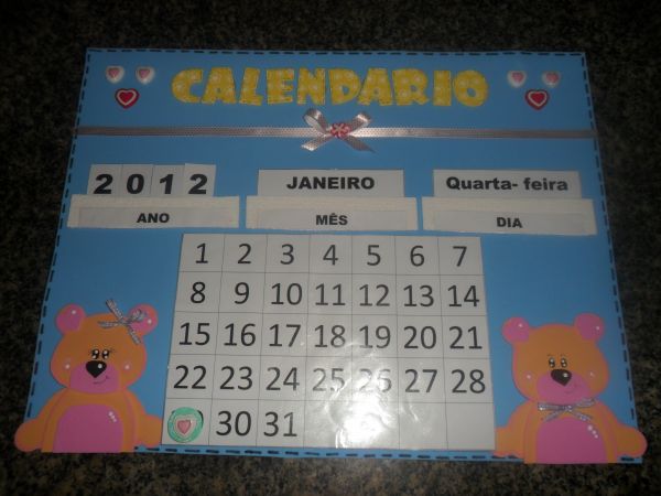 Calendário tema ursinhos